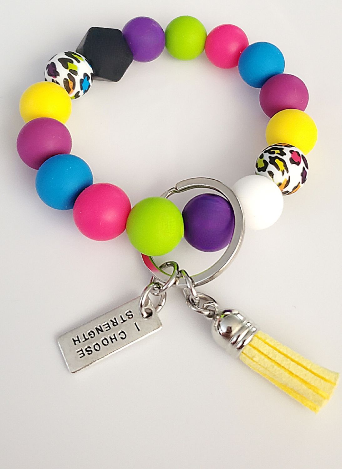 90&#39;s Style Multicolor Leopard Silicone Keychain #2