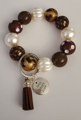 Classy Brown Bubblegum Bead Keychain