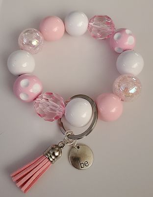 Soft Pink Glam Bubblegum Bead Keychain