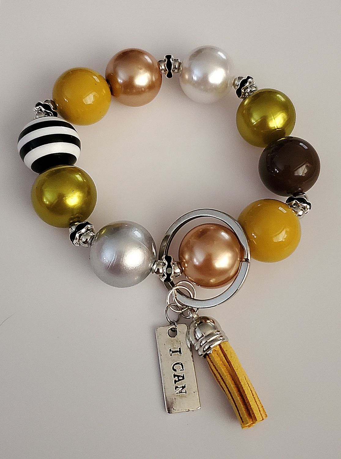 Retro Style Bubblegum Bead Keychain