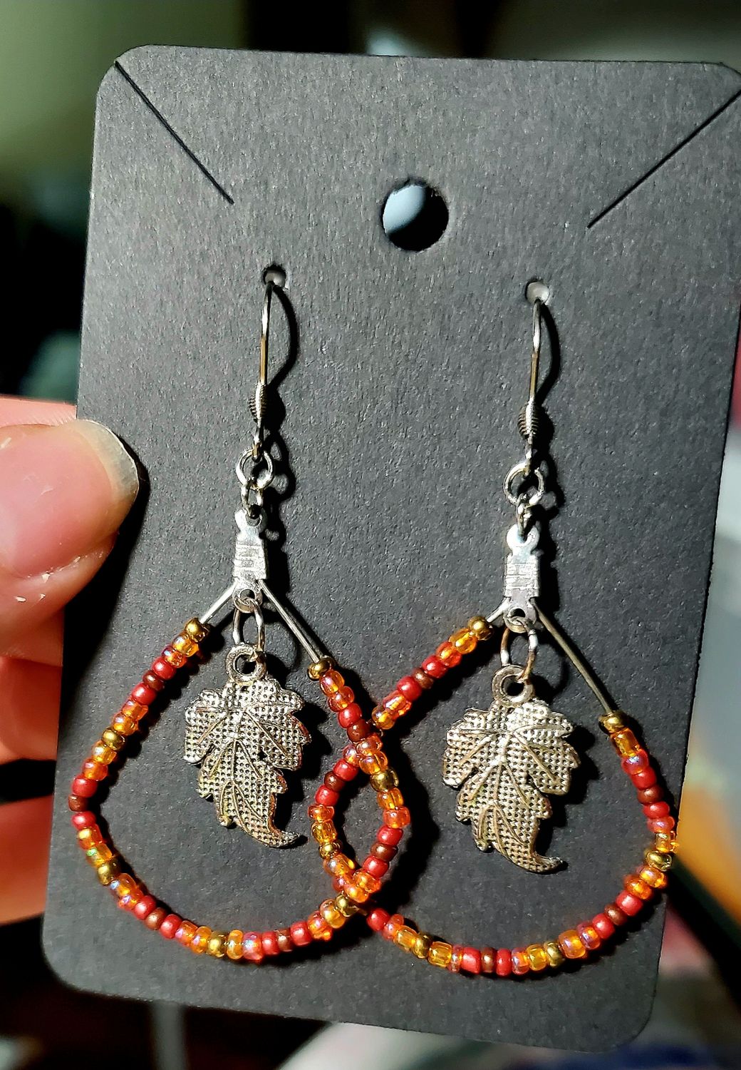 Autumn Leaf Beaded Earrings