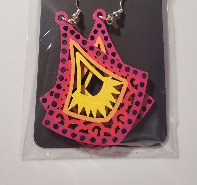Painted Wood Earrings