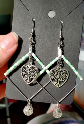 Mint Double Charm Beaded Earrings