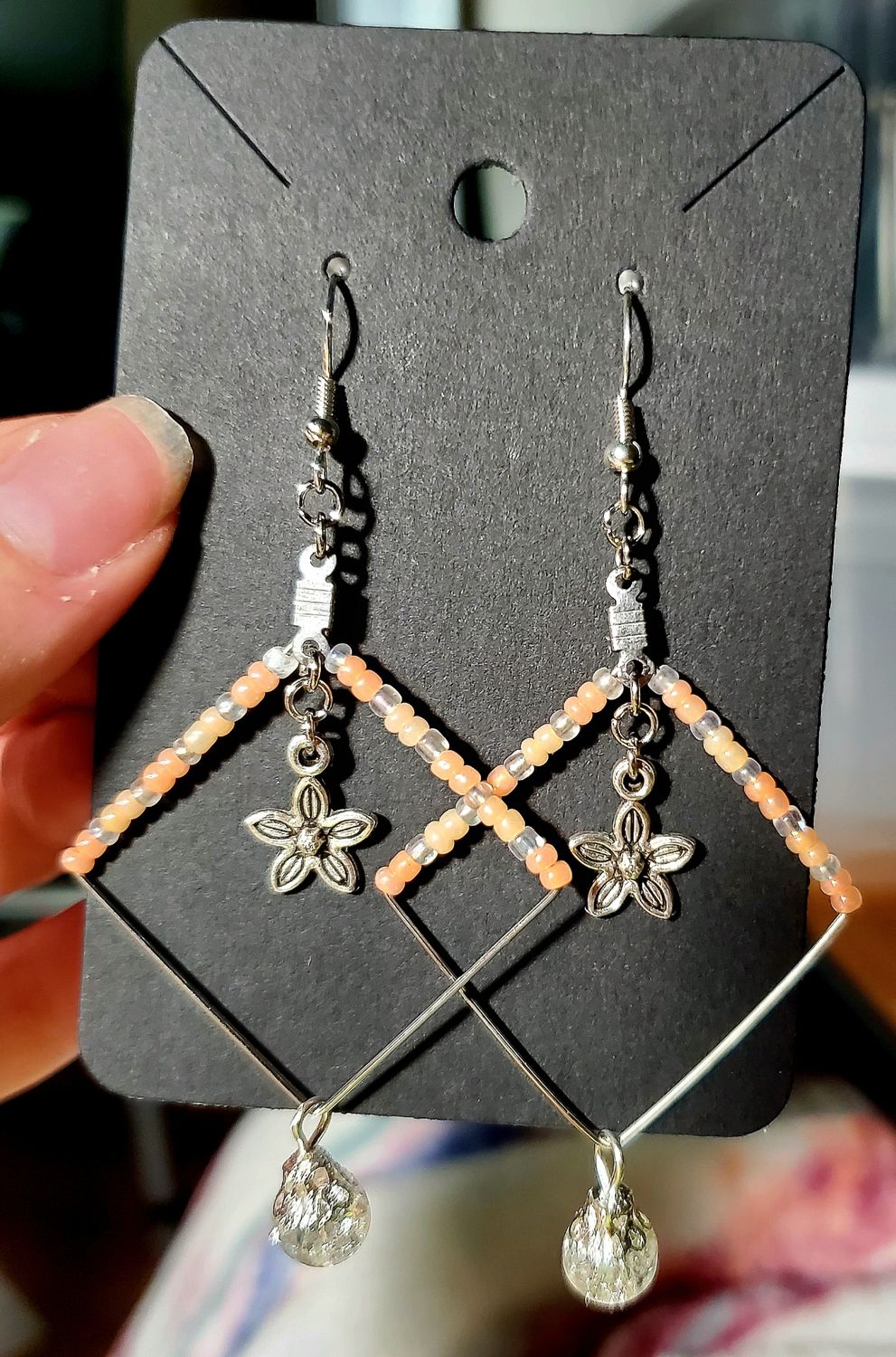 Feeling Peachy Double Charm Beaded Earrings