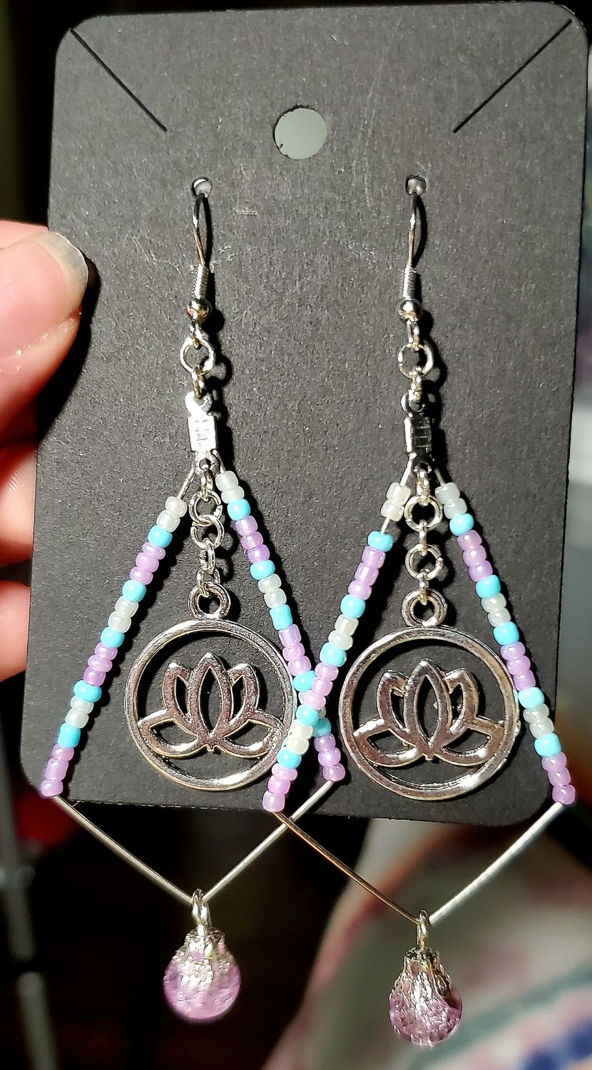 Lotus Double Charm Beaded Earrings