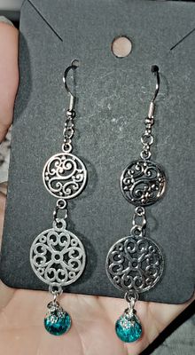 Teal Double Charm Earrings