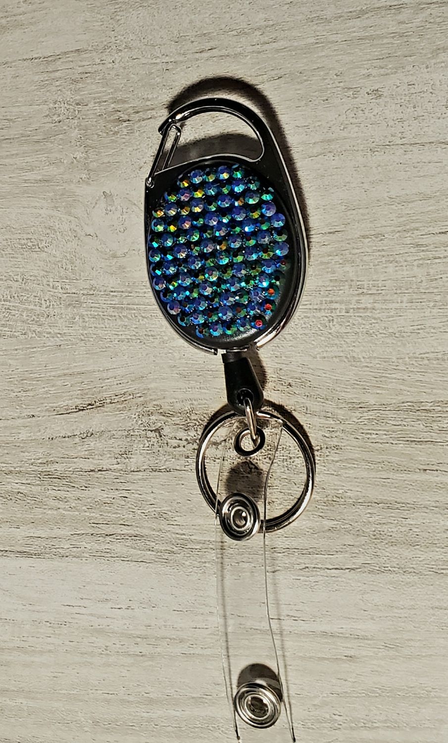 Black/Dark Blue Patchwork Blingy Badge Reel