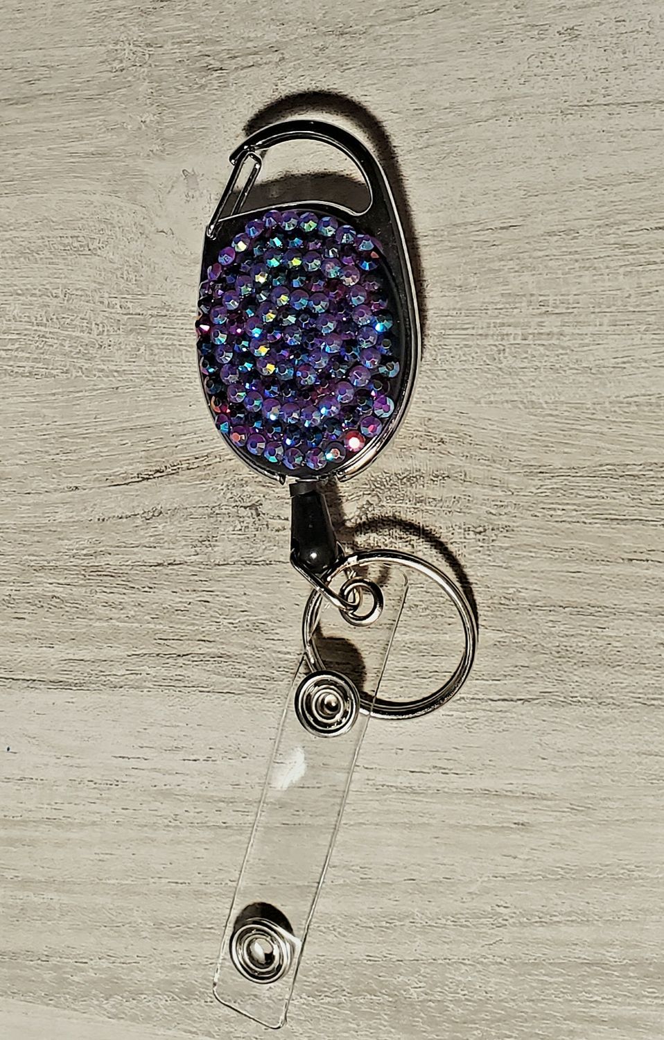 Purple/Black Spiral Blingy Badge Reel