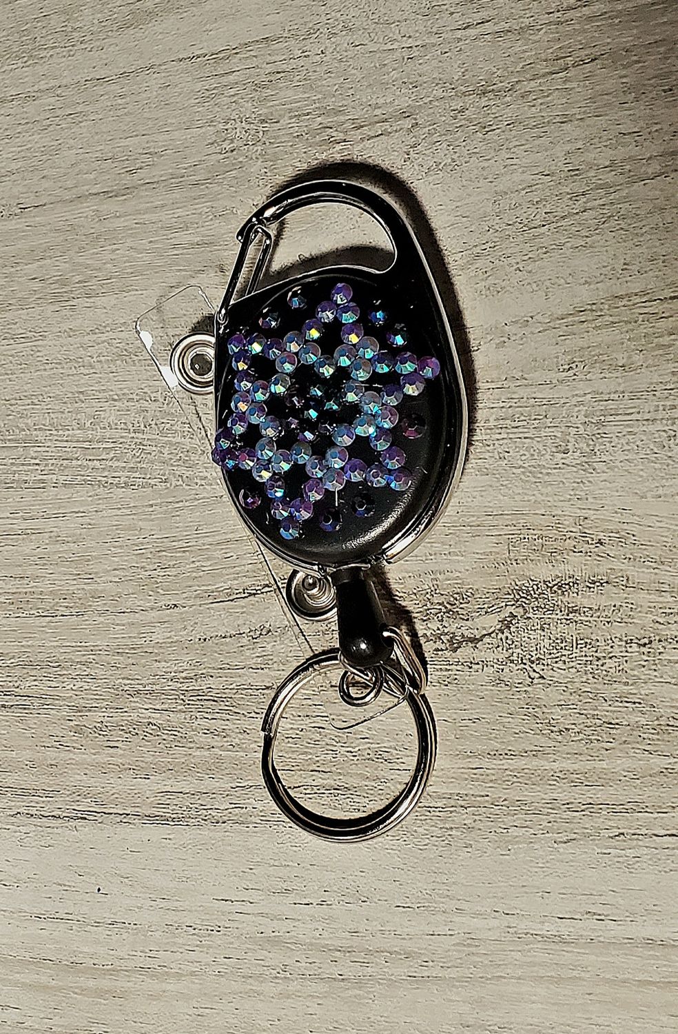 Black/Dark Blue Snowflake or Flower Blingy Badge Reel