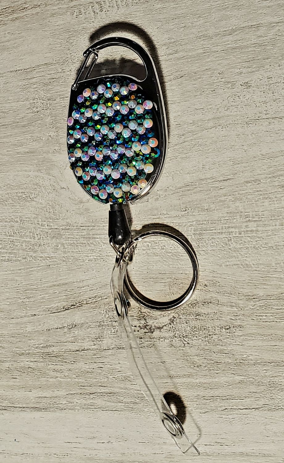 Black/White Scatter Stripe Blingy Badge Reel