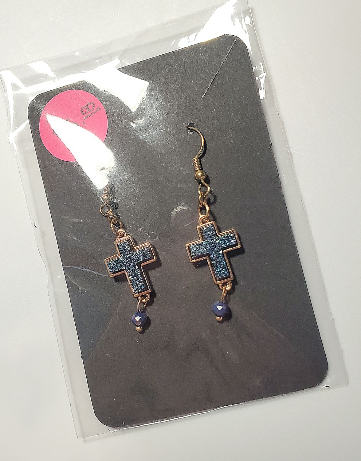 Blingy Indigo Cross Earrings