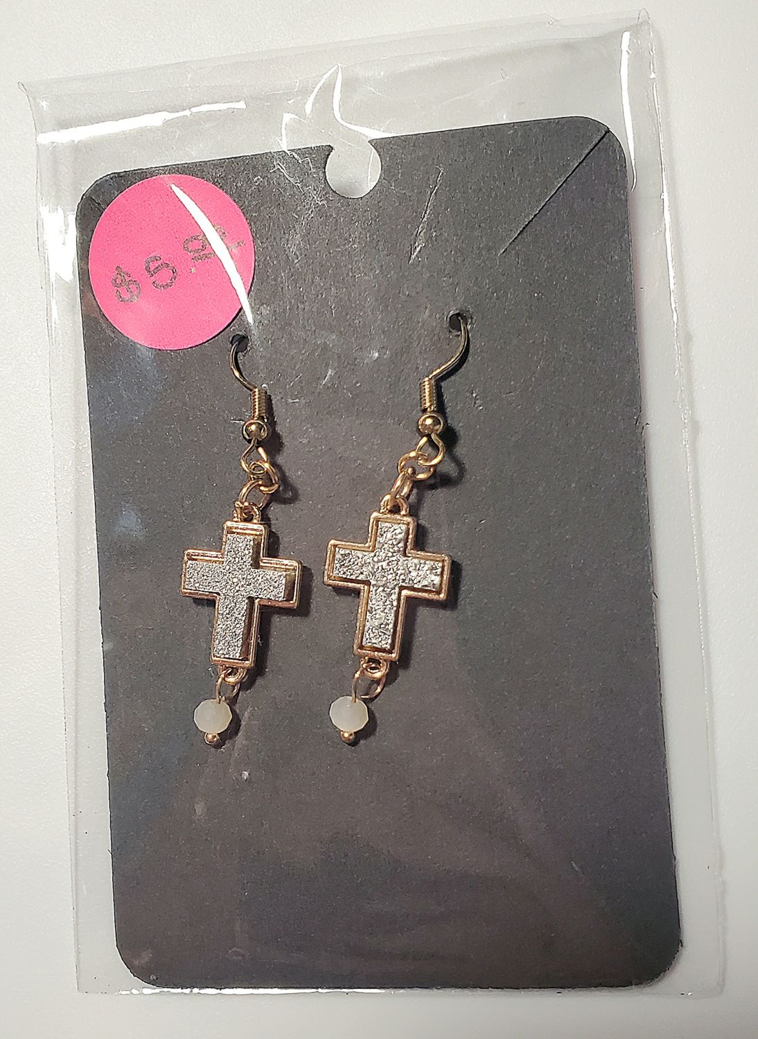 Blingy Silver Cross Earrings
