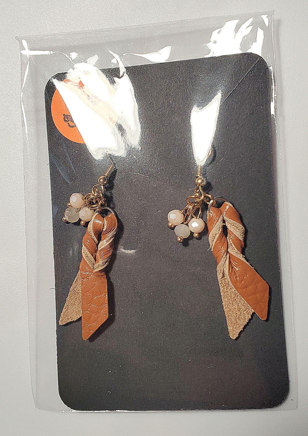 Brown/Tan Pleather Earrings