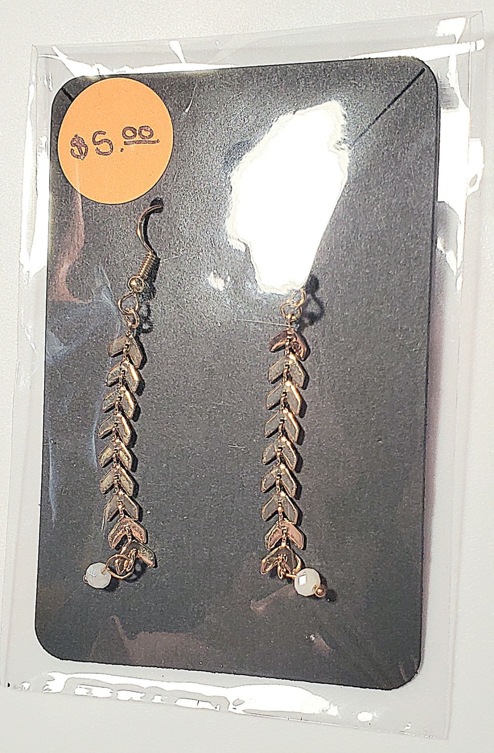 Long Leaf Gold Earrings