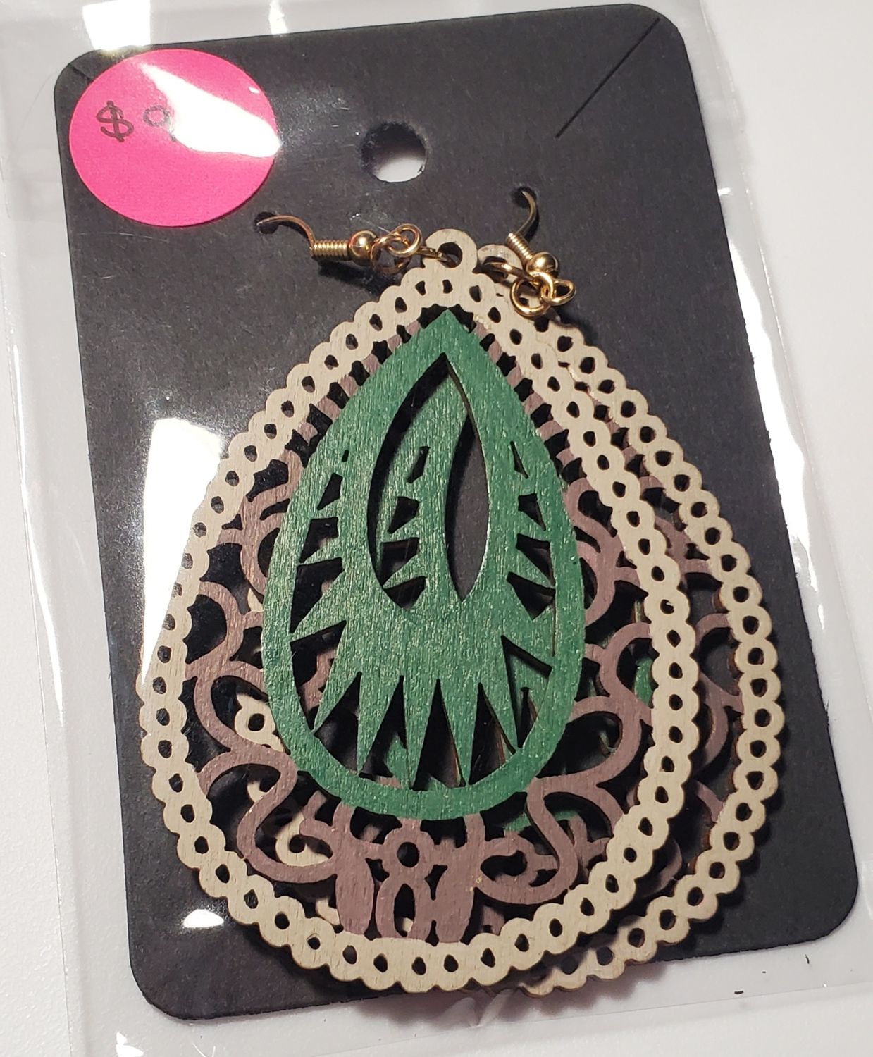 Fancy Woodland Painted Wood Earrings