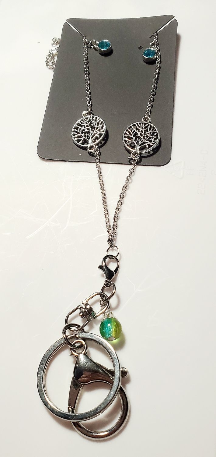Blue/Lime Tree Lanyard