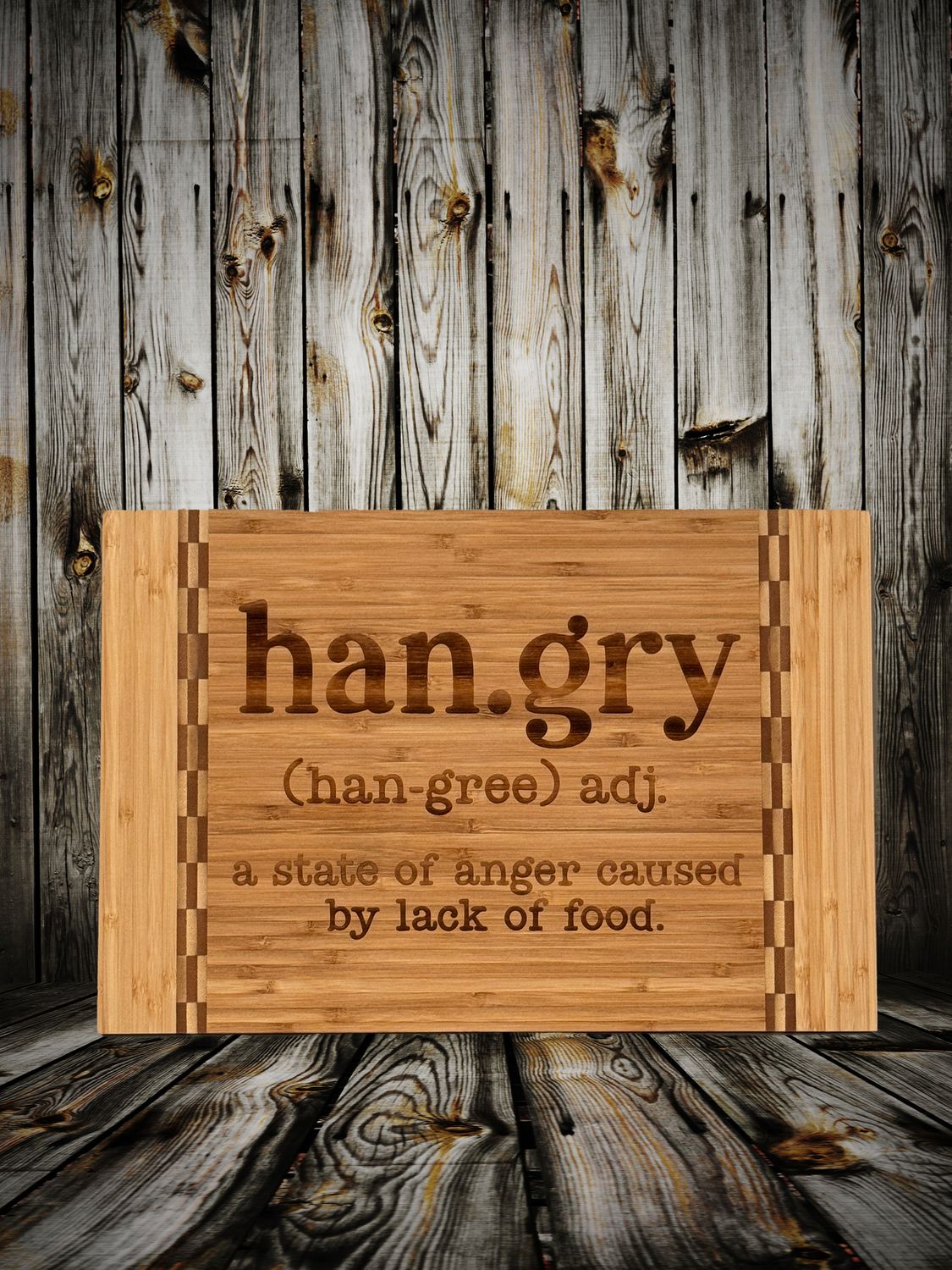 Hangry Bamboo Cutting Board with Inlay