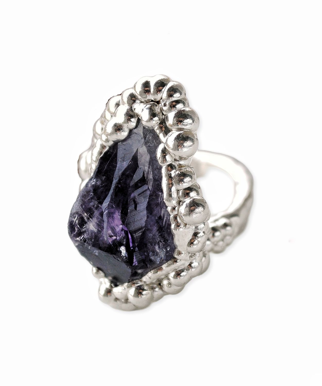 Amethyst Silver ring Size 18 ( 8 ring size US ring )