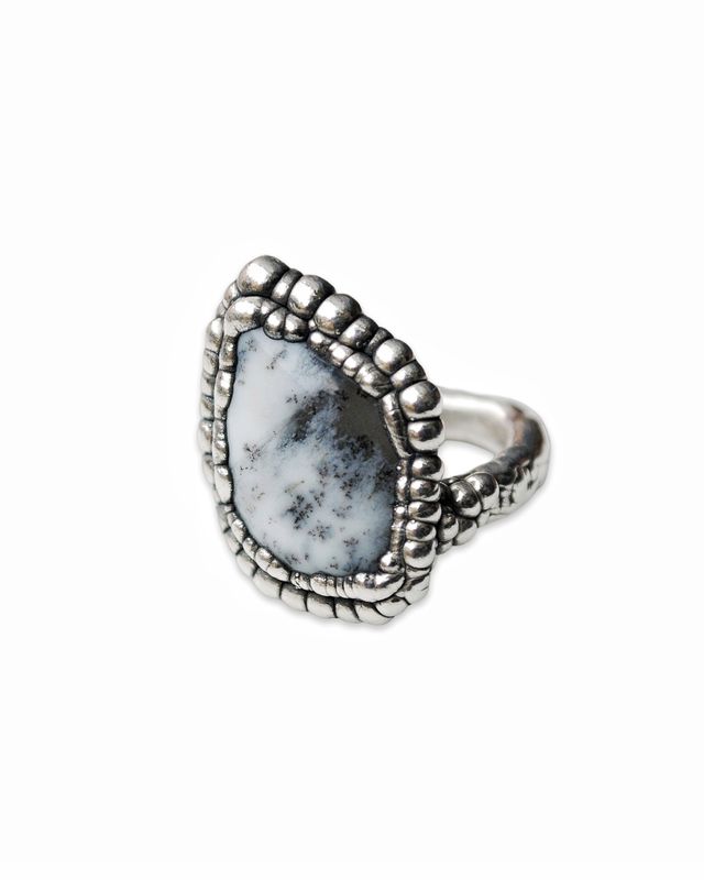 Dendritic agate ring Size 17 ( 6 3/4 ring size US ring )