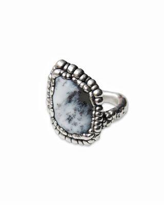 Dendritic agate ring Size 17 ( 6 3/4 ring size US ring )