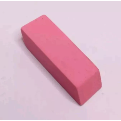 Six pink erasers in sealed packaging
