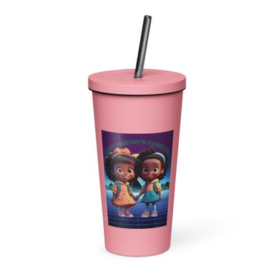 Best  Friend Forever Insulated tumbler with strawa 