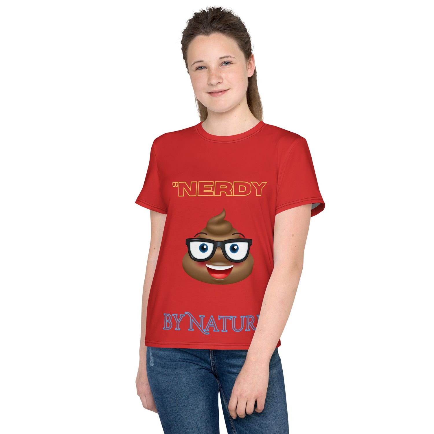 &quot;Nerdy by Nature&quot; Tee! Youth crew neck t-shirt