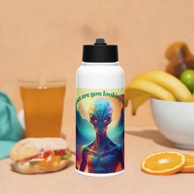 Alien Attitude Stainless steel water bottle with a straw lid