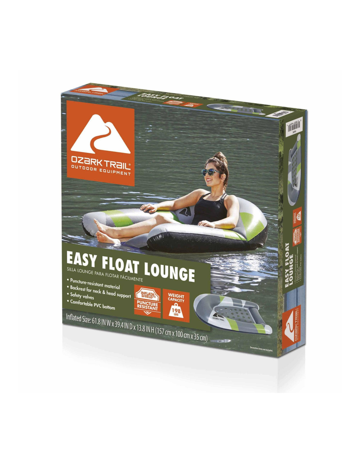 Ozark Trail Easy Float Inflatable Pool Lounge – 65&#39;&#39; Adult Relaxation Float
