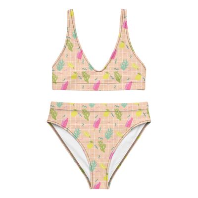 Tropical Blossom Recycled high-waisted bikini