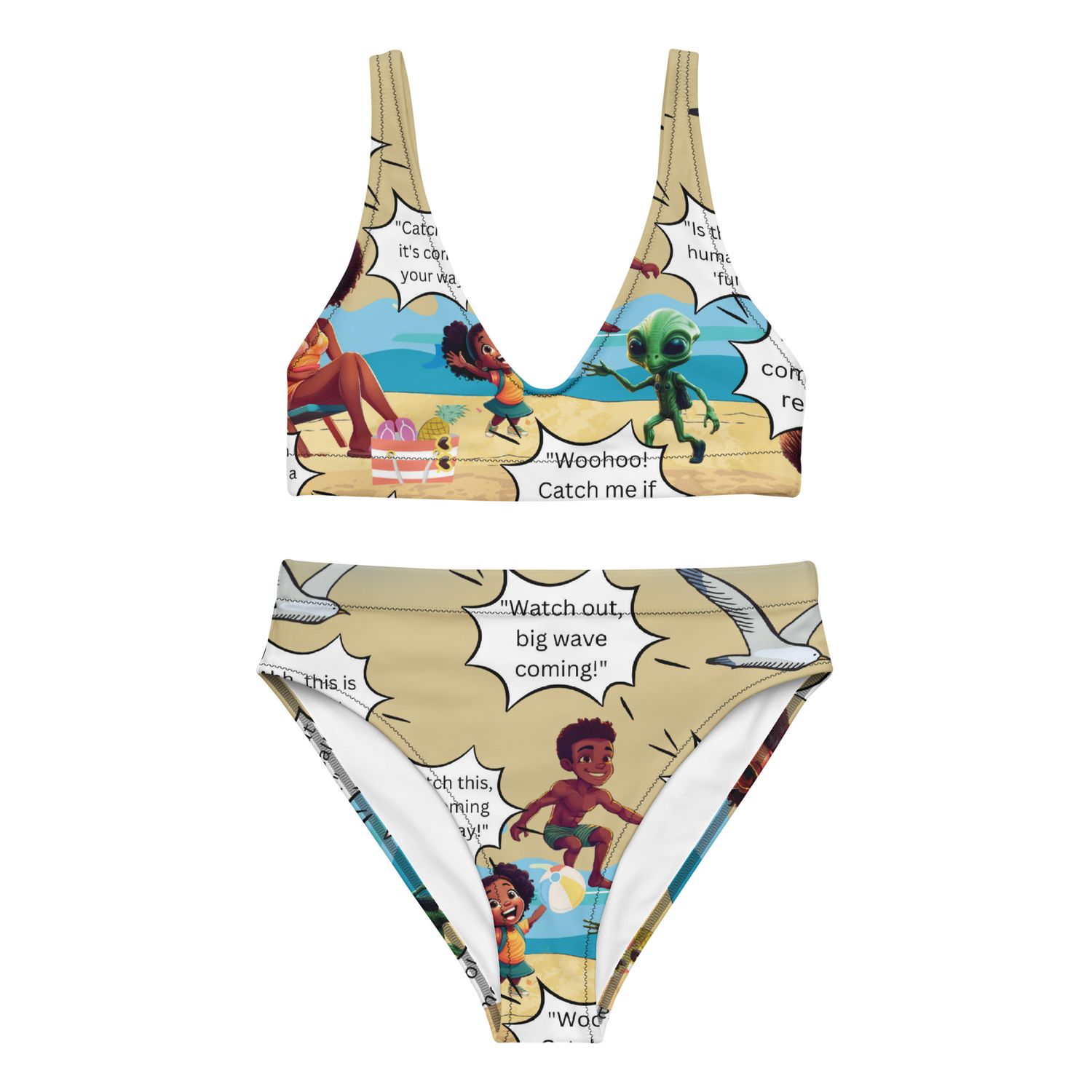 Sunshine and Waves Adventure Brown Recycled high-waisted bikini