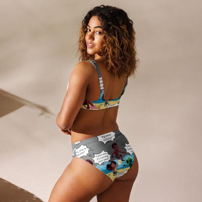 Sunshine and Waves Adventure Gray Recycled high-waisted bikini