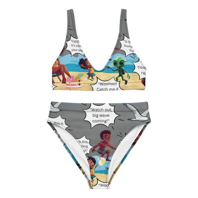 Sunshine and Waves Adventure Gray Recycled high-waisted bikini