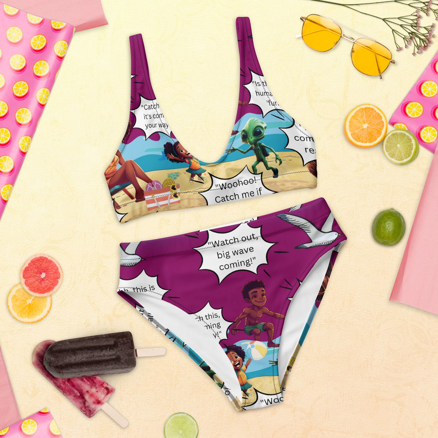 Sunshine and Waves Adventure Recycled high-waisted bikini