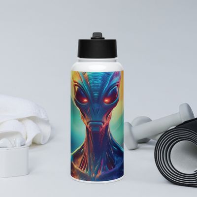 Alien Attitude Stainless steel water bottle with a straw lid