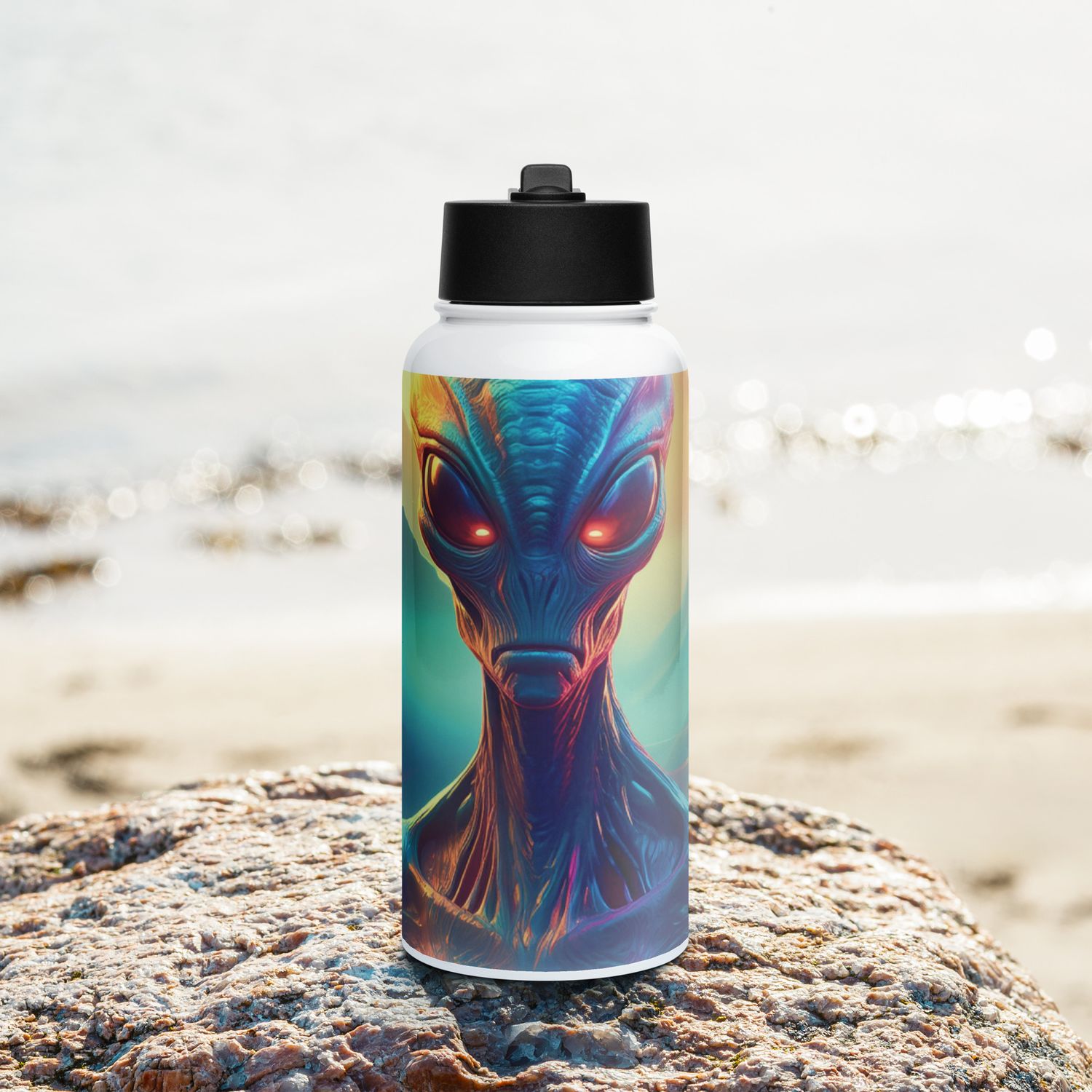 Alien Attitude Stainless steel water bottle with a straw lid