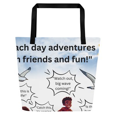  Sunshine and Waves Adventure All-Over Print Large Tote Bag