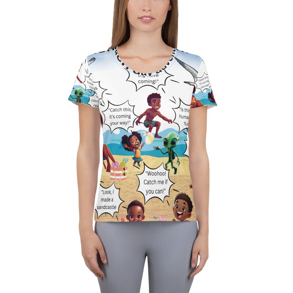 Sunshine and Waves Adventure All-Over Print Women&#39;s Athletic T-shirt
