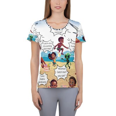 Sunshine and Waves Adventure All-Over Print Women&#39;s Athletic T-shirt