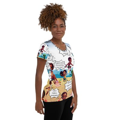 Sunshine and Waves Adventure All-Over Print Women's Athletic T-shirt