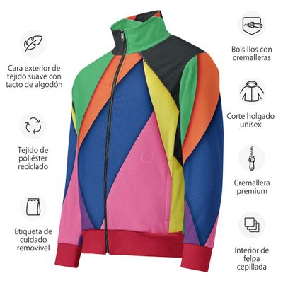 "Chroma Clash Unisex Track Jacket in Vibrant Multi-Color Design"
