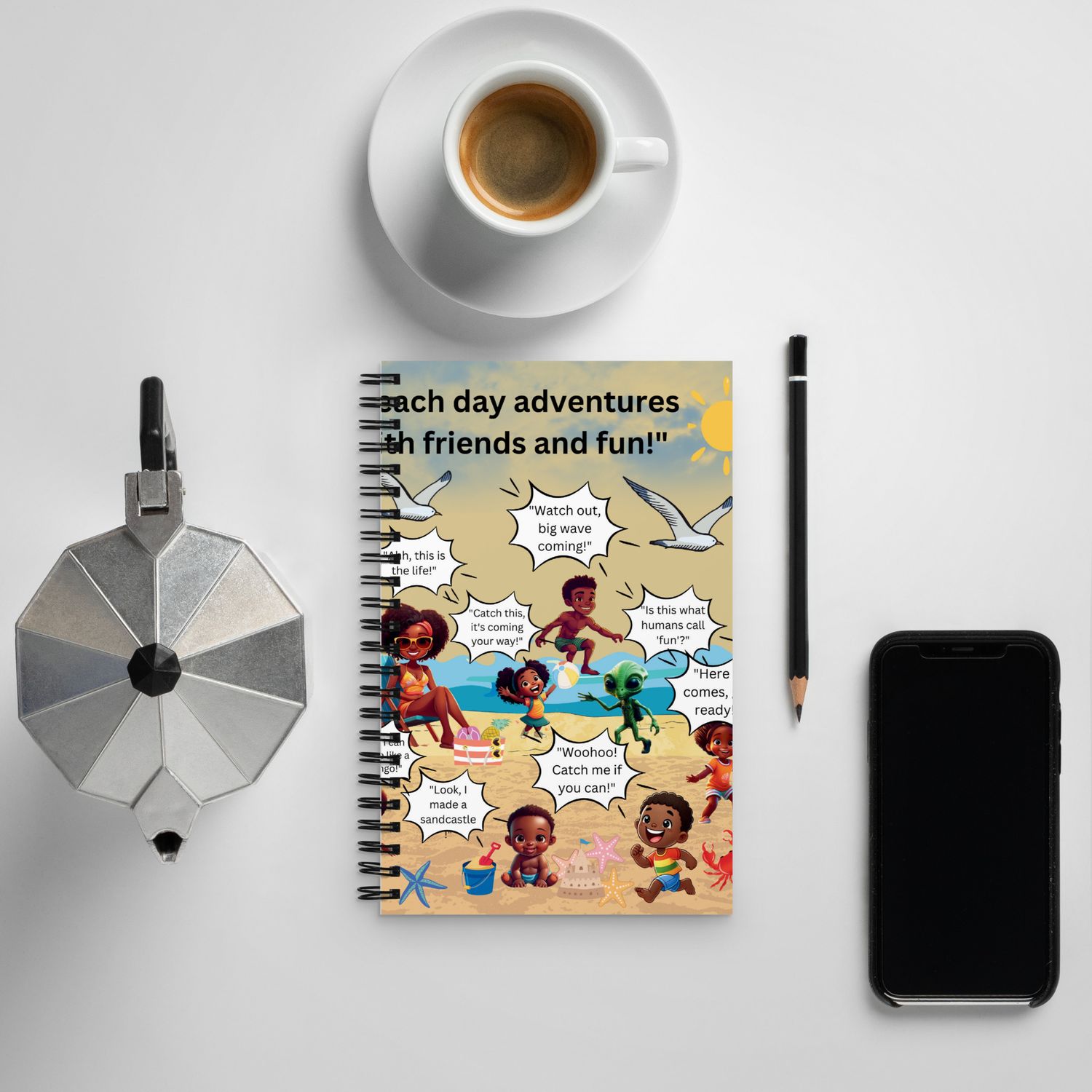 Sunshine and Waves Adventure Spiral Notebook (Light Brown)