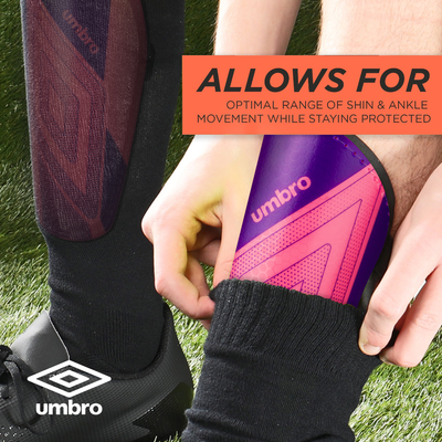 "Pink Umbro Ceramica Junior Stirrup Soccer Shin Guards"
