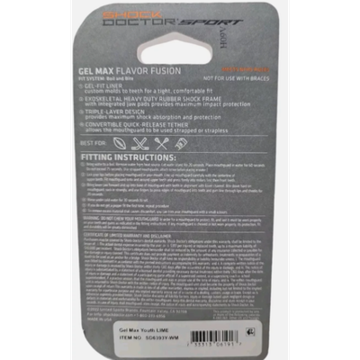  Shock Doctor Gel Max Flavor Fusion Sports Mouth Guard, Youth, Lemon Lime Flavor