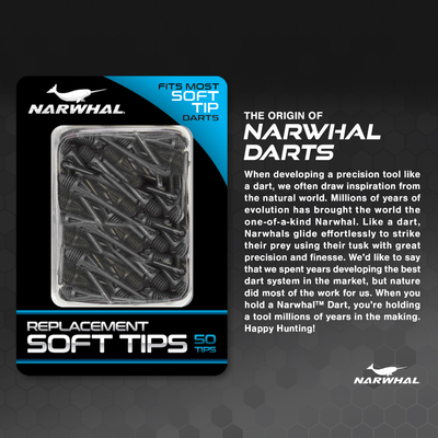  Narwhal Soft Tip Dart Replacement Tips, Assorted Colors, 50 Count