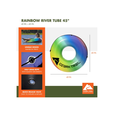 "Ozark Trail Rainbow River Tube Float, 45-inch Inflatable, Adult Unisex"
