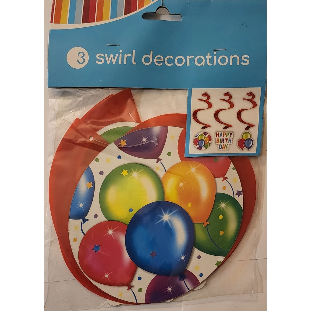 &quot;Party Twist Trio Swirl Decorations - Set of 3 in assorted colors&quot;
