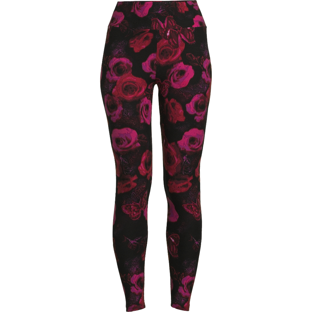 Women&#39;s Roses Butterfly Sueded Leggings, Slim Fit, S/M, High Rise, Pull-On Design.