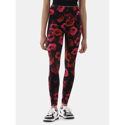 Women's Roses Butterfly Sueded Leggings, Slim Fit, S/M, High Rise, Pull-On Design.