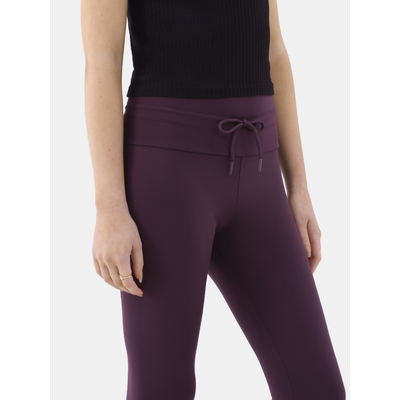 Women's Dark Amethyst Leggings with Drawstring Tie, High Rise, Slim Fit, Size S/M, 26” Inseam, Soft Knit Fabric.